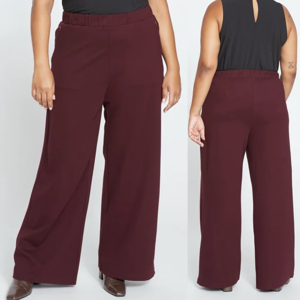 Universal Standard Wide-Leg Pants in Burgundy